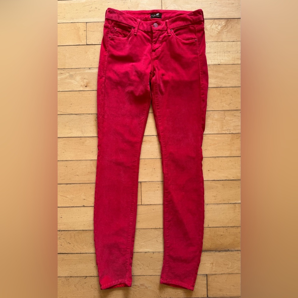 Mother‎ The Looker red corduroy mid rise skinny pants women’s size 25